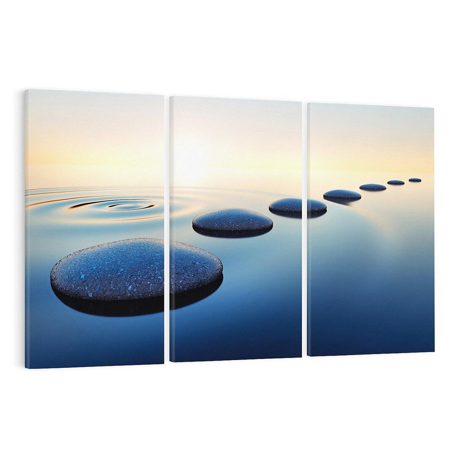 Obraz na płótnie 120x80 - Spokój kamieni w SPA - kamienie, woda