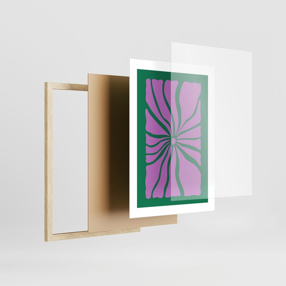 Plakat w ramie 30x40 - Bezczasowe Impresje - abstrakcyjny plakat, boho styl - rama drewno