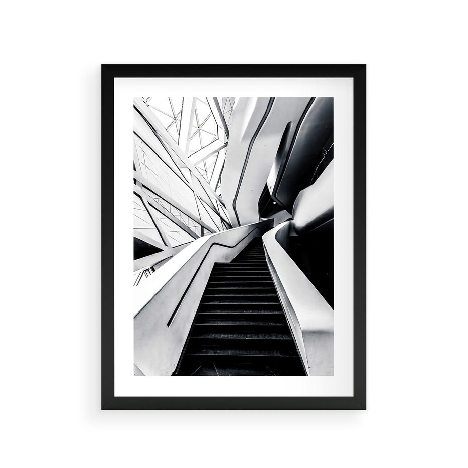 Plakat w ramie 30x40 - Współczesne Kształty - architektura, nowoczesne formy - rama czarna