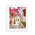 Plakat w ramie 40x50 - Kwiatowa uliczka wakacji - kwiaty, uliczka - rama biała