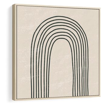 Obraz w ramie 50x50 - Intrygujące Zagięcia - boho plakat, czarna tęcza - rama drewno