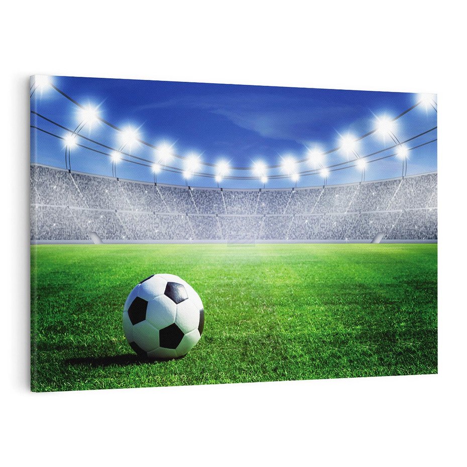 Obraz na płótnie 100x70 - Piłka nożna na stadionie: duch sportu - piłka nożna, stadion