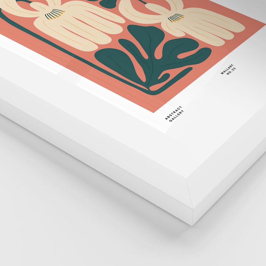 Plakat w ramie 30x40 - Migotliwe Echa - kwiaty, nowoczesna abstrakcja - rama biała