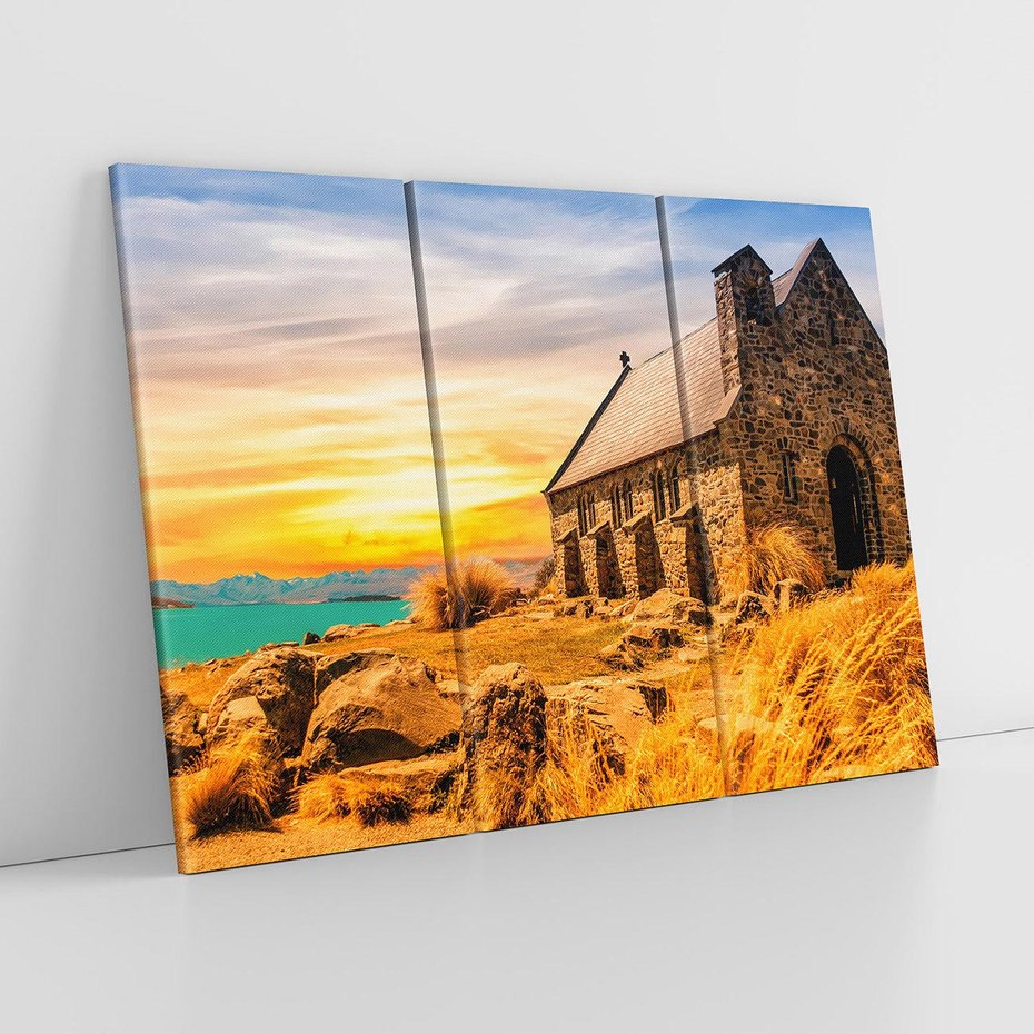 Obraz na płótnie 120x80 - Kościół, Jezioro, Góry - Spokój Ducha - kościół, jezioro