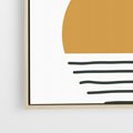Obraz w ramie 50x50 - Kolory Przyszłości - kompozycja kół i kresek, ciepłe kolory - rama drewno