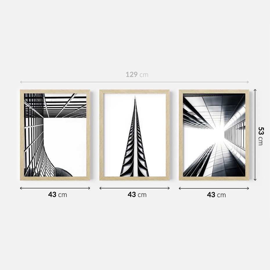 Zestaw obrazy w ramie 40x50 galeria - Architektura, perspektywa, wieżowce - rama drewno