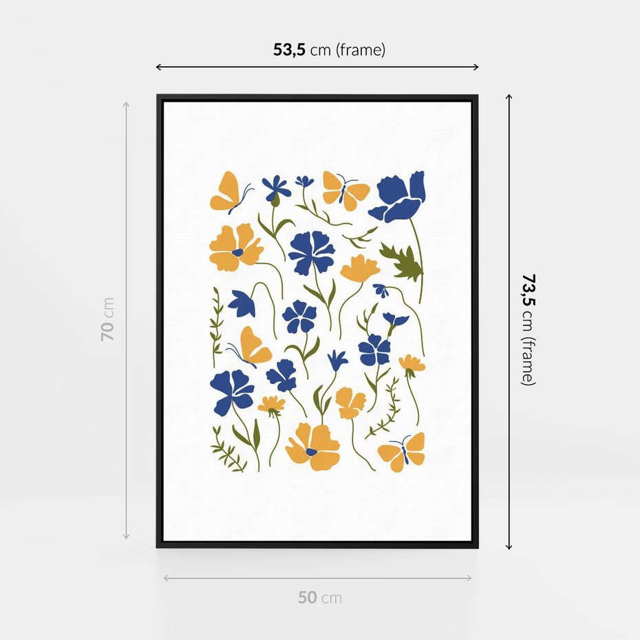 Obraz w ramie 50x70 - Odgłosy Wizji - kwiaty, sztuka nowoczesna - rama czarna