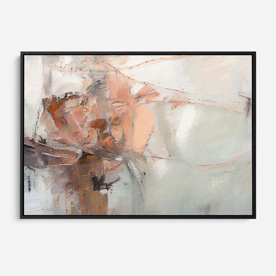 Obraz w ramie 70x50 - Taniec księżycowego pyłu - abstrakcja, tekstury farb - rama czarna