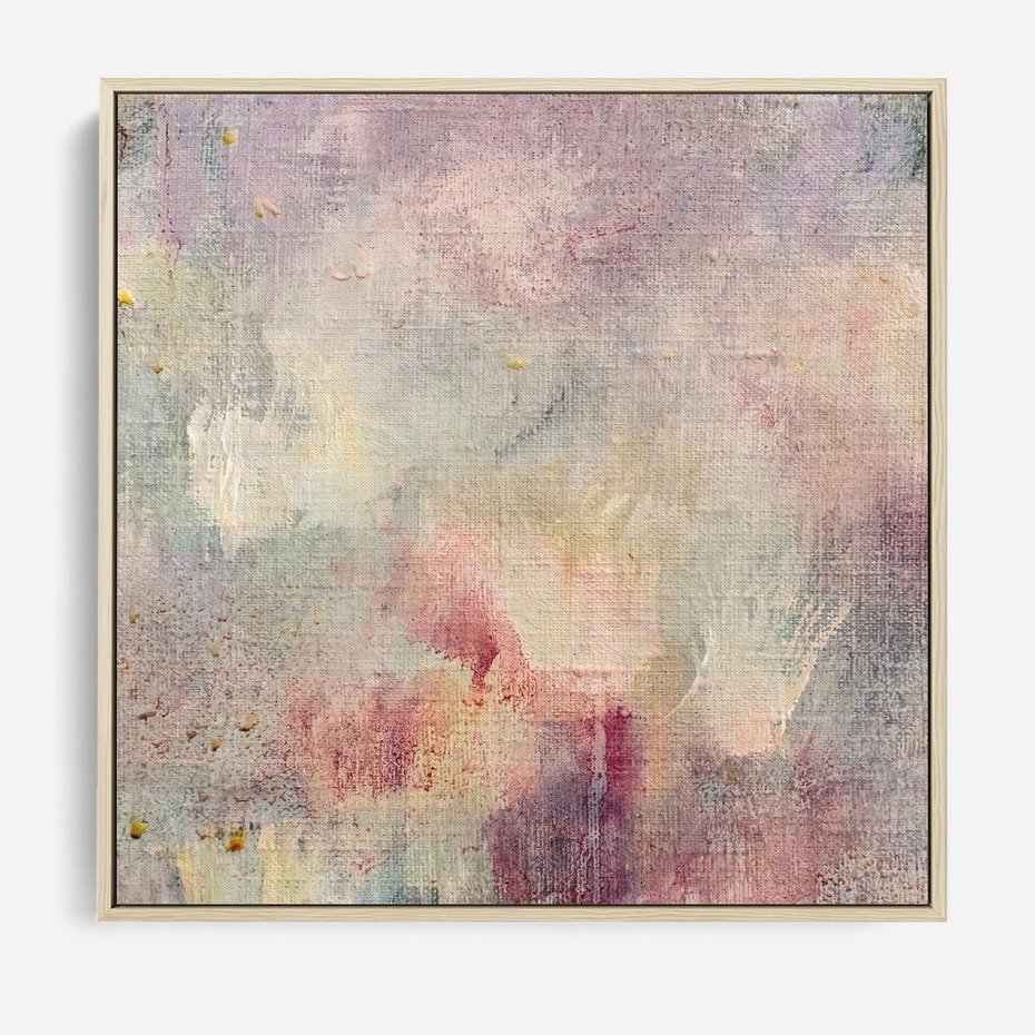 Obraz w ramie 80x80 - Miękka Melodia Pasteli - olejne płótno, pastelowe kolory - rama drewno