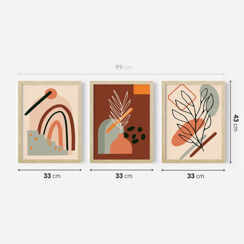 Zestaw obrazy w ramie 30x40 galeria - Boho, plakaty, do, salonu, sypialni - rama drewno