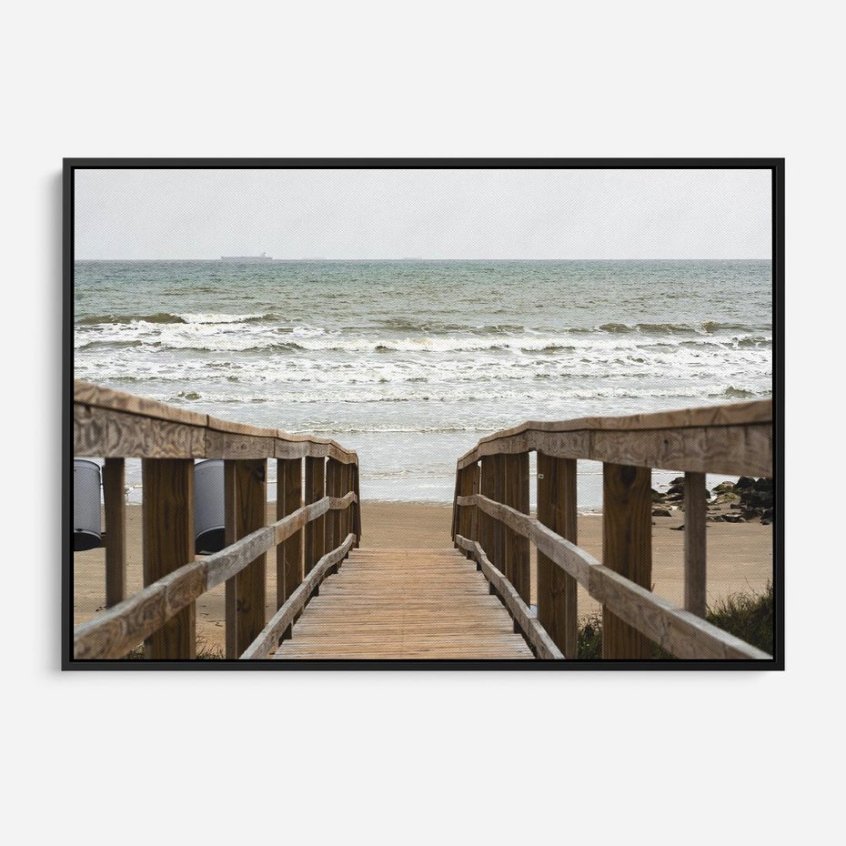 Obraz w ramie 70x50 - Morze i drewniany pomost - morze, pomost - rama czarna