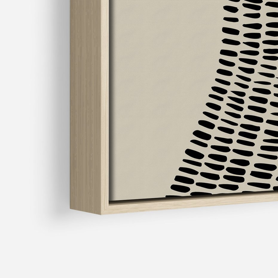 Obraz w ramie 50x70 - Migotliwa Innowacyjna Ekspresja - boho plakat, czarne kropki kreski - rama drewno