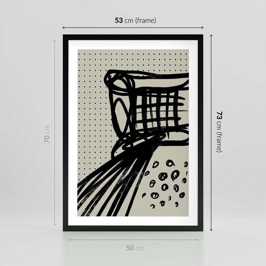 Plakat w ramie 50x70 - Złudne Kontemplacje - abstrakcyjna mroczna kompozycja, nieregularne - rama czarna