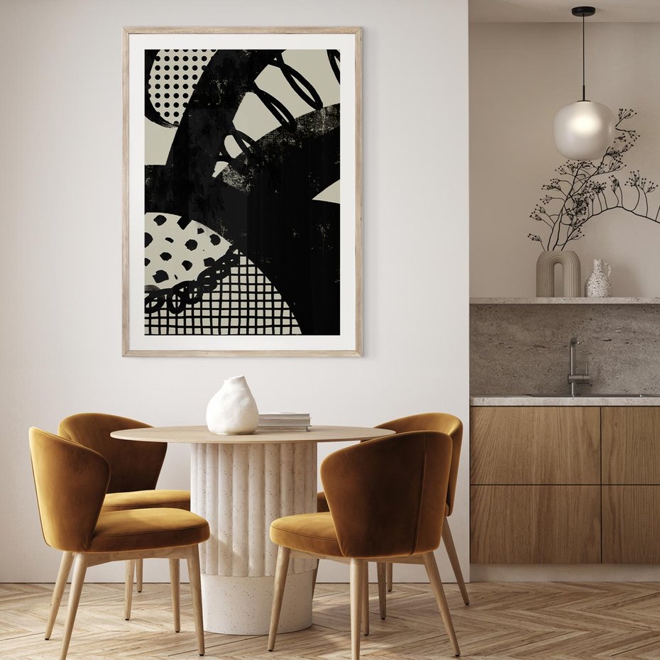 Plakat w ramie 40x50 - Nieznanie Zaskoczenia - bstrakcyjna mroczna kompozycja, nieregularne - rama drewno