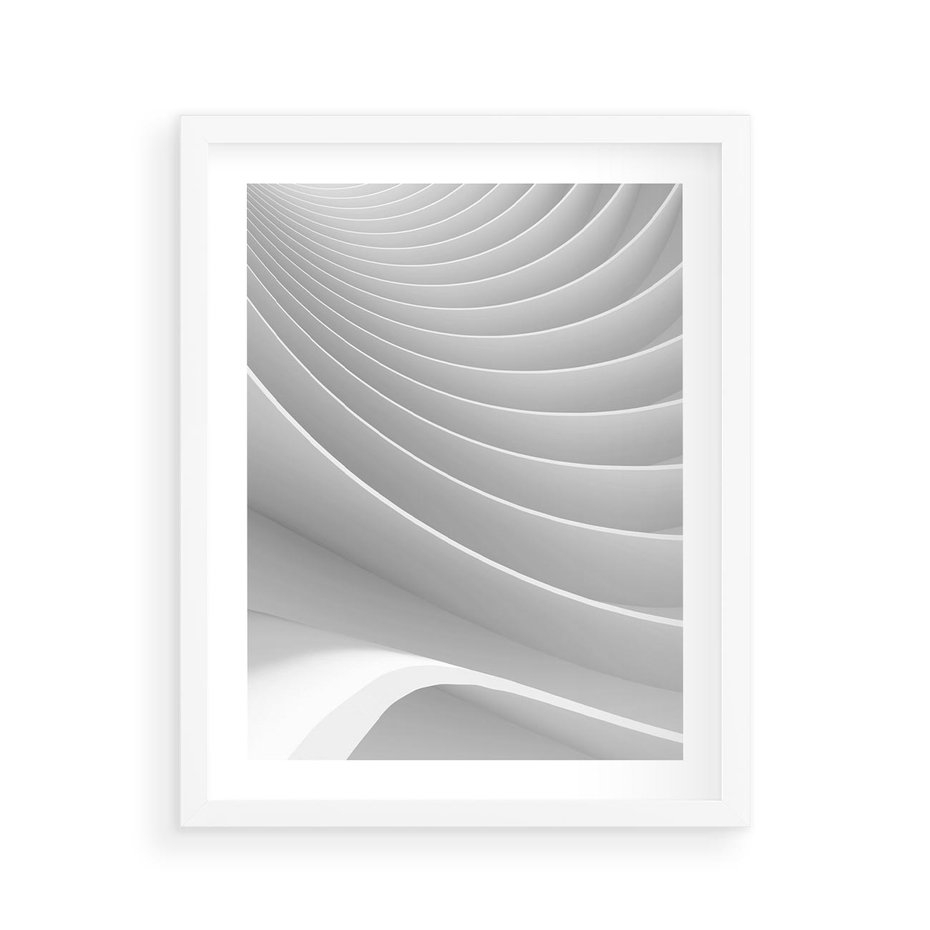 Plakat w ramie 40x50 - Geometryczna Harmonia - geometryczne, kształty - rama biała