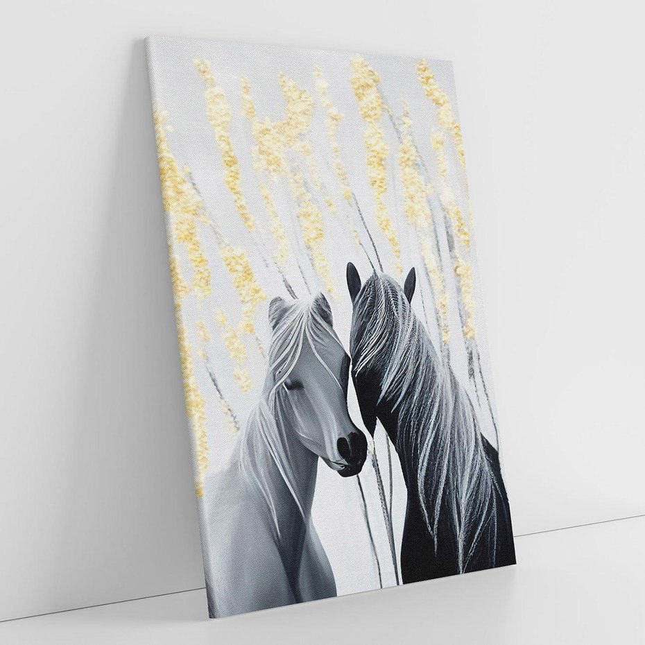 Obraz na płótnie 50x70 - Boho Marzenie - nowoczesna grafika, białe konie