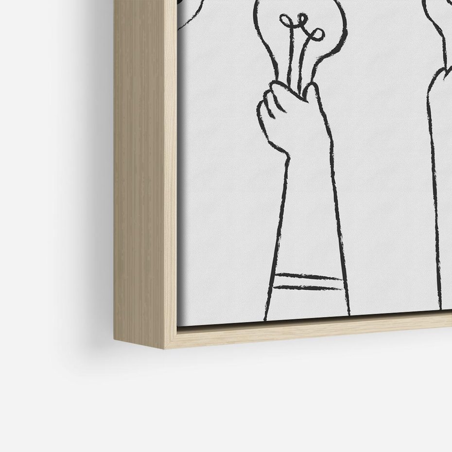 Obraz w ramie 80x80 - Idea w Rękach - szkic, grafika - rama drewno