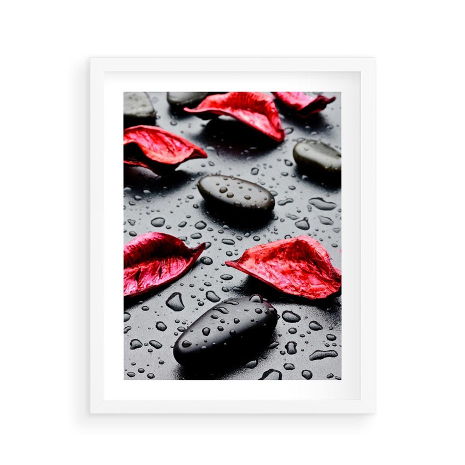 Plakat w ramie 40x50 - Spa wśród Natury - spa, kamienie - rama biała