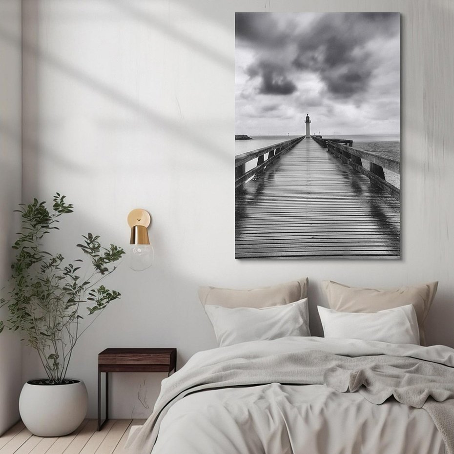 Obraz na płótnie 80x120 - Romantyczny pomost z latarnią - pomost, latarnia