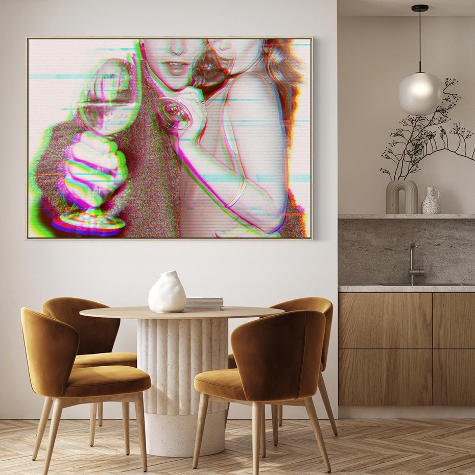 Obraz w ramie 70x50 - Zakochani na Kliszy - zdjecie, stara prześwietlona klisza - rama drewno