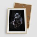 Plakat w ramie 50x70 - Czarna pantera: majestat i siła - czarna, pantera - rama drewno