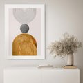 Plakat w ramie 30x40 - Złote Półkole w Sztuce Geometrii - grafika, złote półkole - rama biała