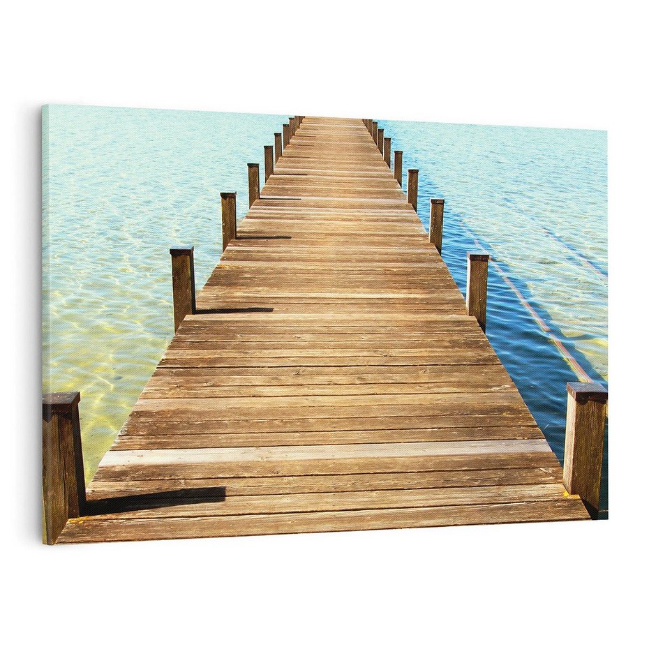 Obraz na płótnie 120x80 - Pomost nad morską przestrzenią - pomost, morze