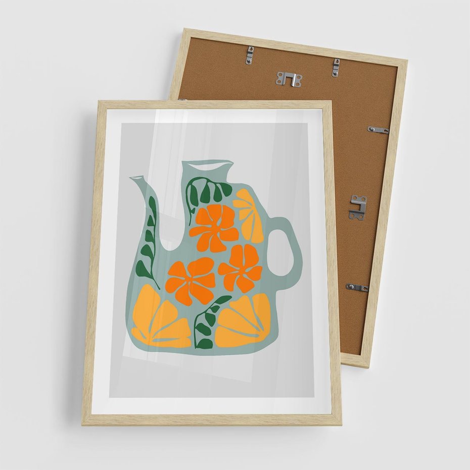 Plakat w ramie 50x70 - Kolorystyczna Ekspresja - czajnik, abstrakcja - rama drewno