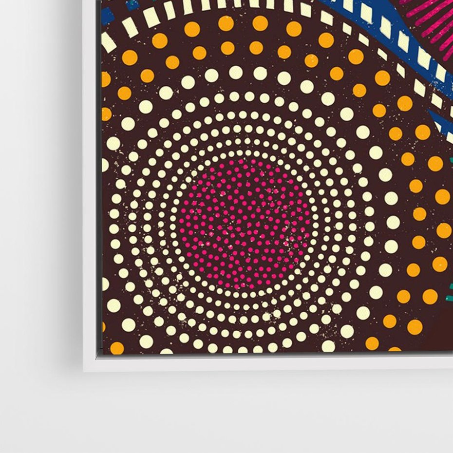 Obraz w ramie 70x50 - Energia Wzorców - enticzne wzory, kształty - rama biała