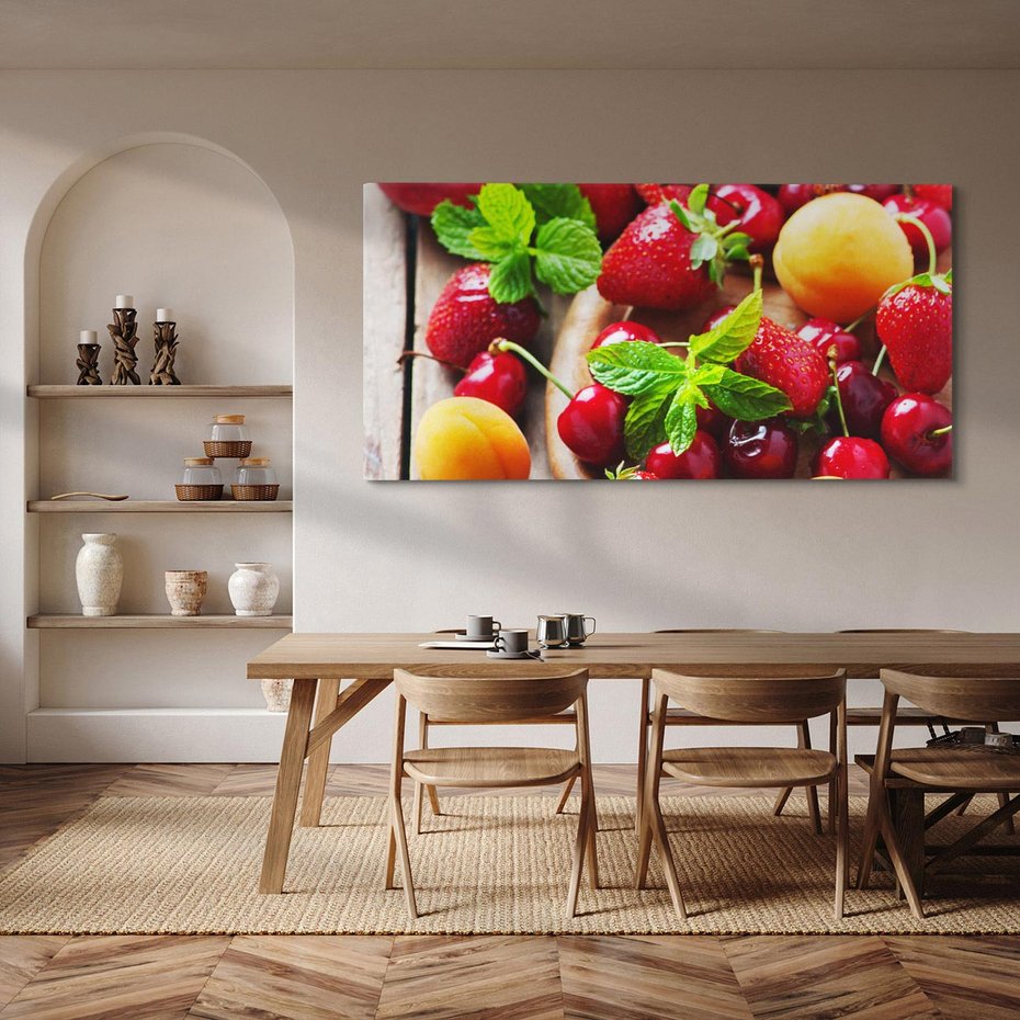 Obraz na płótnie 140x70 - Owoce w restauracji artystycznie - owoce, restauracja