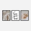 Zestaw obrazy w ramie 30x40 galeria - Dom, home, cytat, napis, typografia - rama czarna