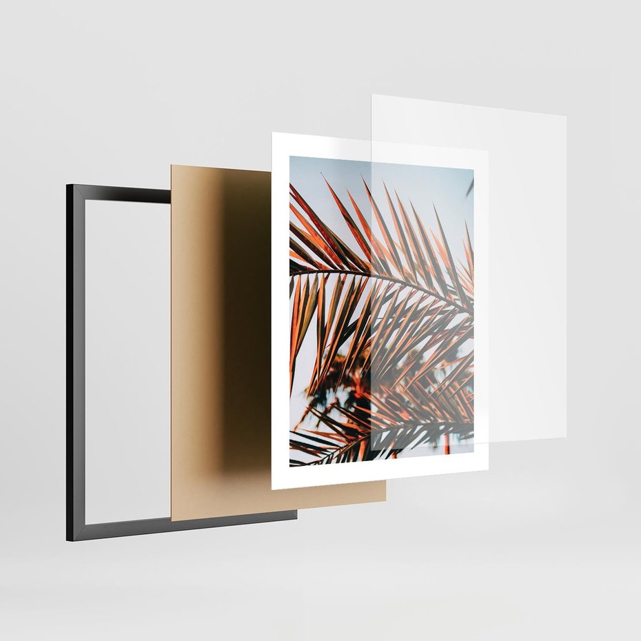 Plakat w ramie 40x50 - Tropikalna Harmonia - palma, liście palmy - rama czarna