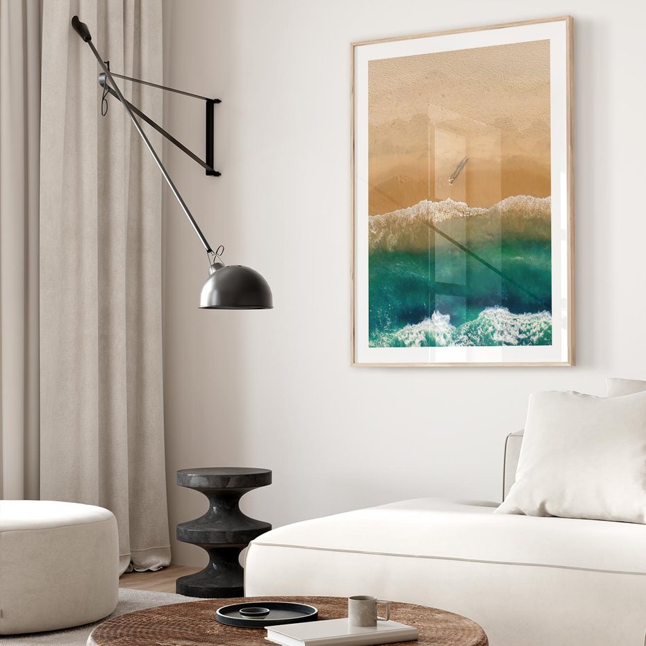 Plakat w ramie 30x40 - Nadbrzeżna Harmonia - plaża, morze - rama drewno