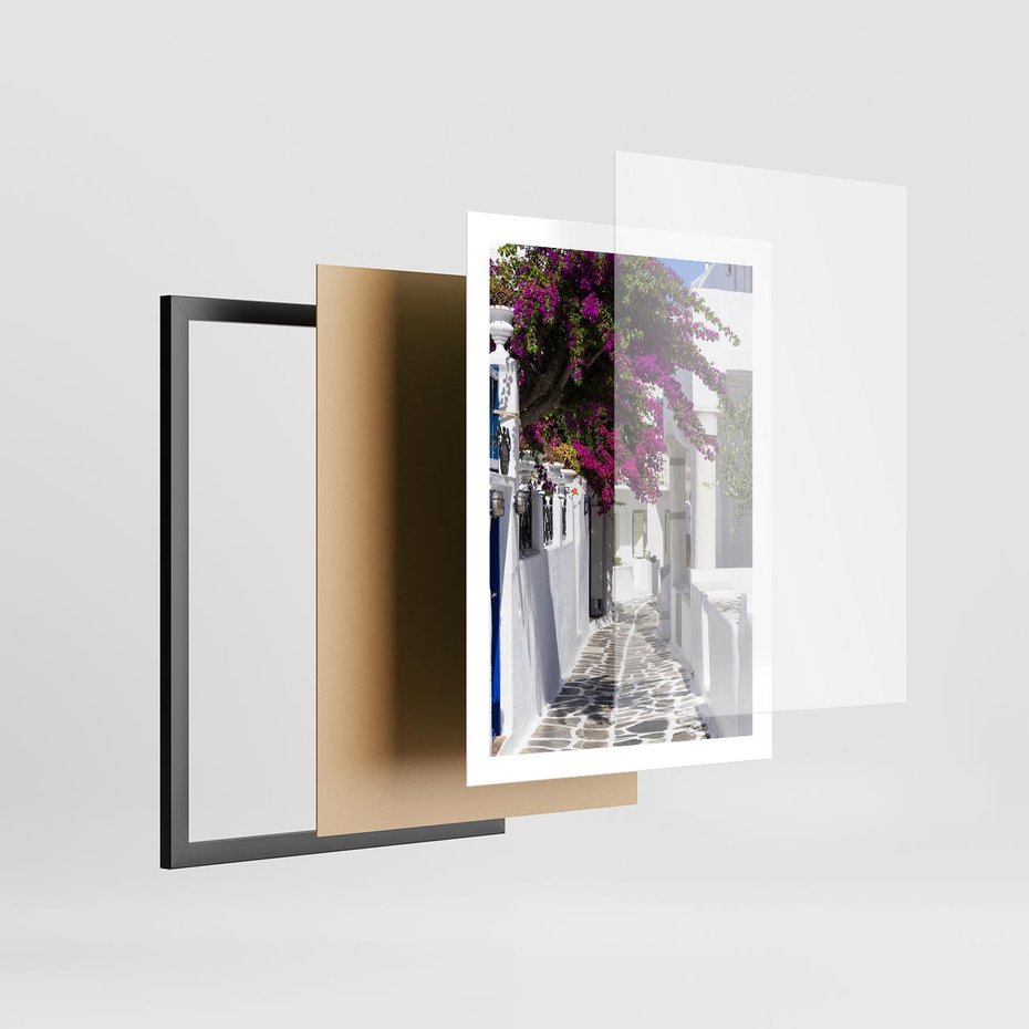 Plakat w ramie 50x70 - Mroczna Tajemnica - uliczka, perspektywa - rama czarna