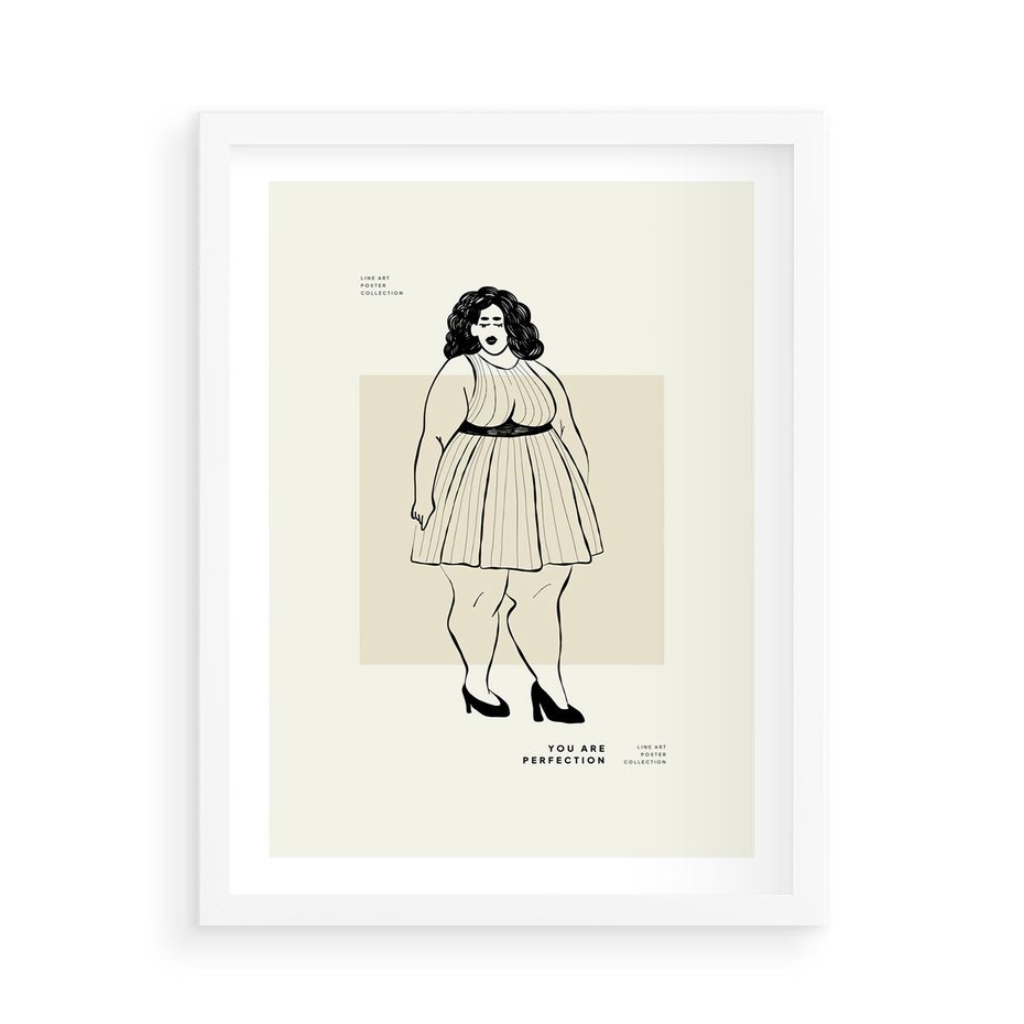 Plakat w ramie 50x70 - Ekspresja Wewnętrznych Emocji - kobieta, samoakceptacja - rama biała