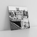 Obraz na płótnie 60x60 - Miasto w Retro Odsłonie - fotografia czarno biała, ujęcie na dachy wielkiego miasta