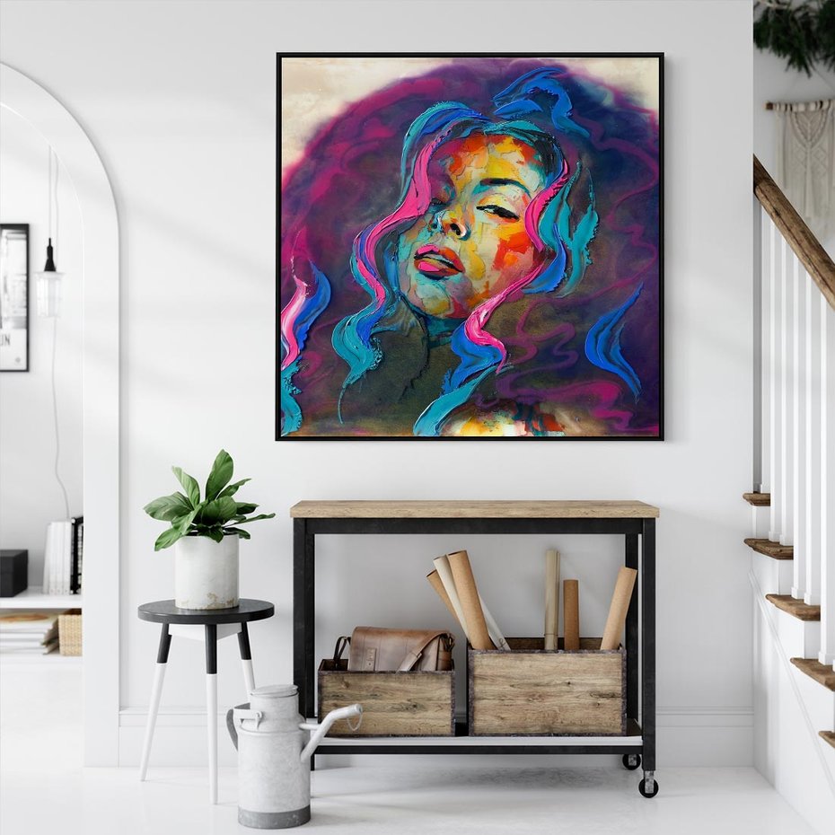 Obraz w ramie 50x50 - Bujna Ekspresja - grafika komputerowa, przypomina obraz olejny - rama czarna