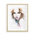 Plakat w ramie 50x70 - Abstrakcyjny portret kobiecy - grafika, kobieta - rama drewno