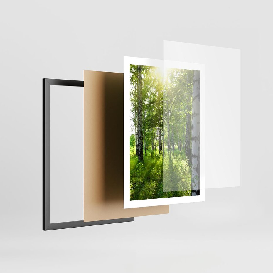 Plakat w ramie 50x70 - Lasowa Księżycowa Noc - las, drzewa - rama czarna