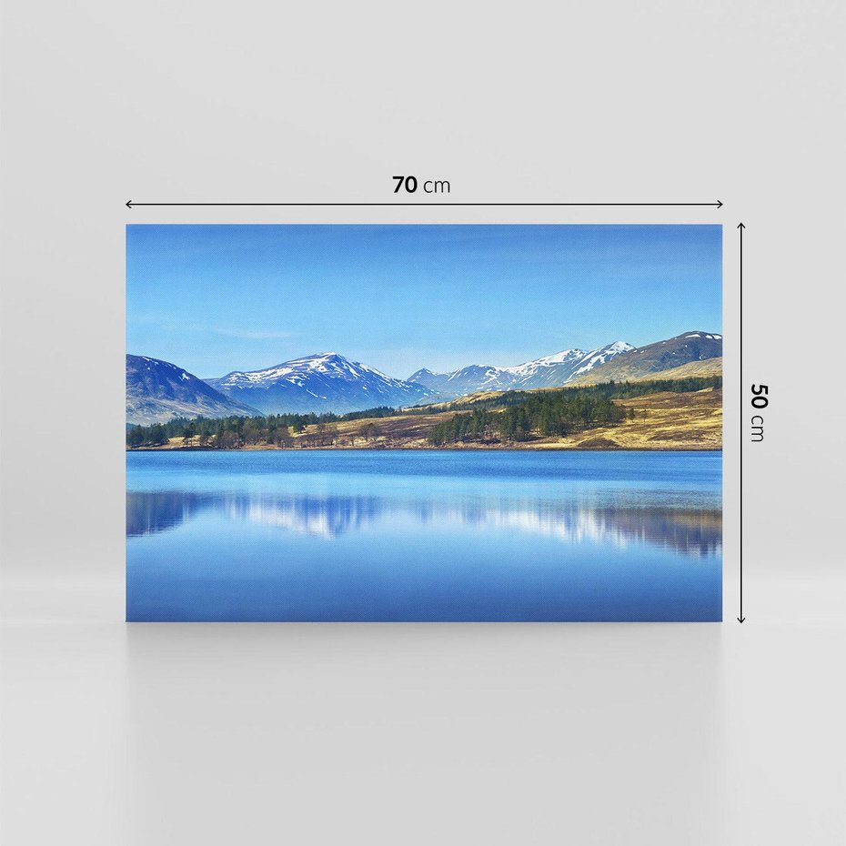 Obraz na płótnie 70x50 - Siła i Spokój Przyrody - góry, jezioro