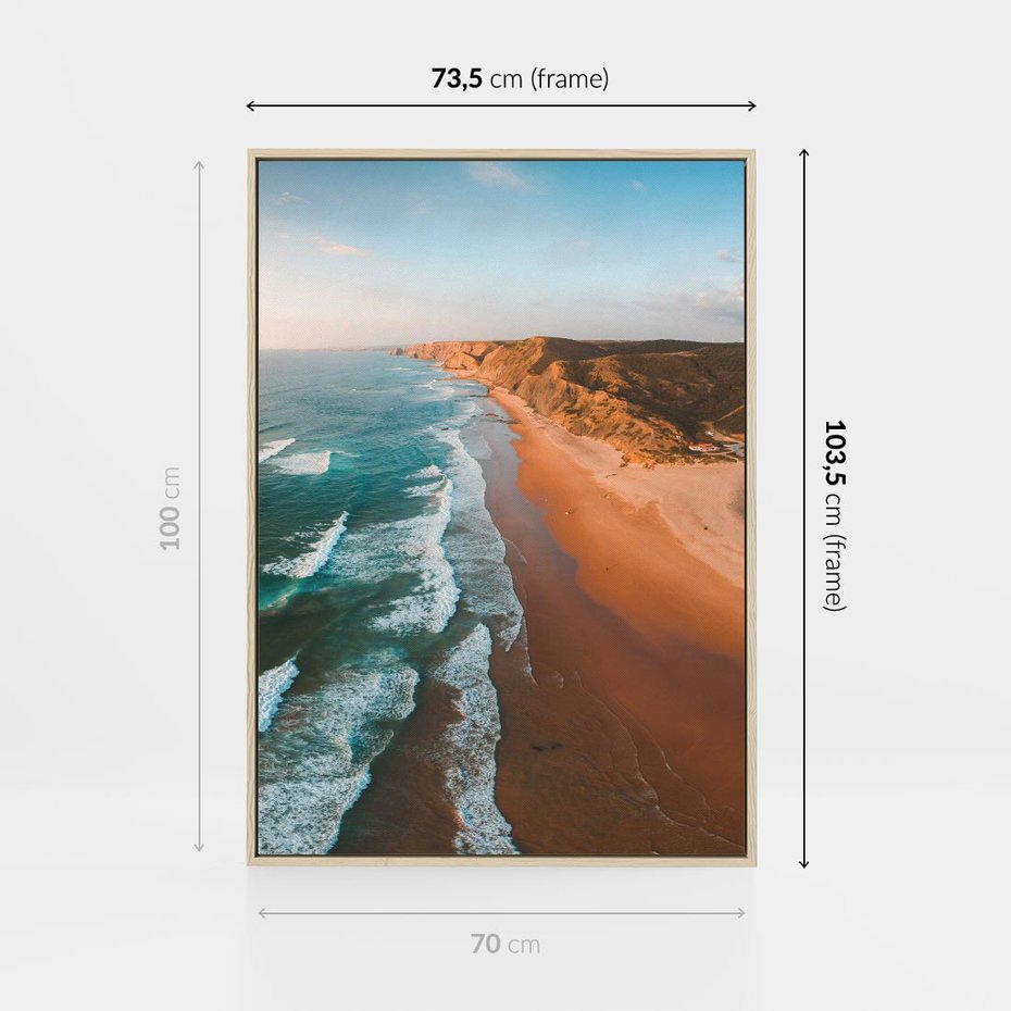 Obraz w ramie 70x100 - Z Lotu Ptaka - fotografia, plaża - rama drewno