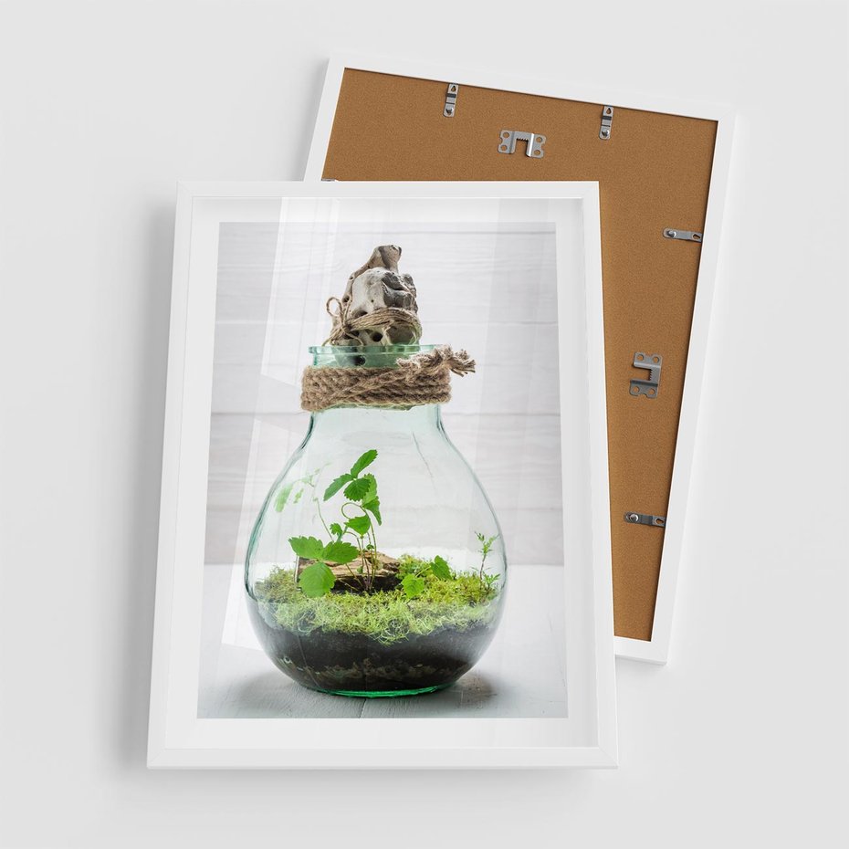 Plakat w ramie 50x70 - Żywioł Natury - liście, zieleń - rama biała