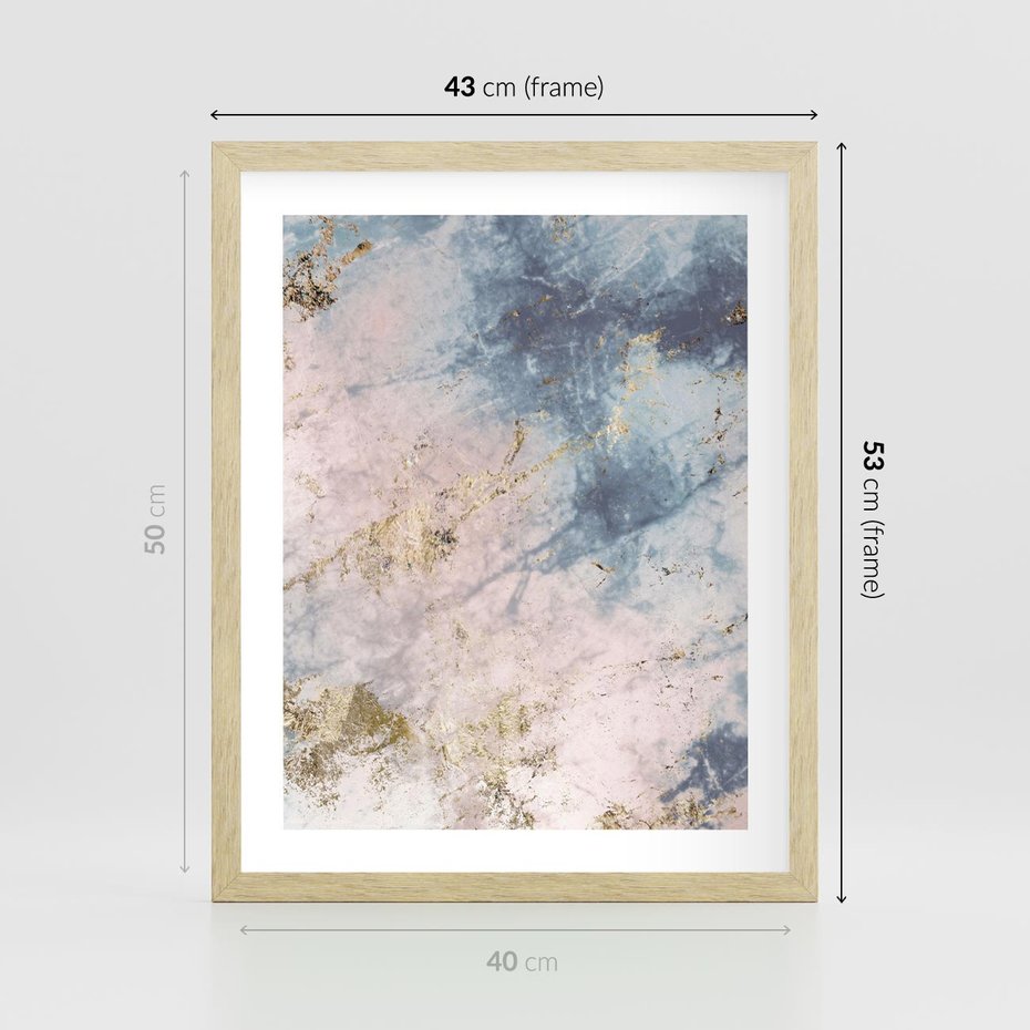 Plakat w ramie 40x50 - Luksusowa Dekoracja - marmur, złoto - rama drewno