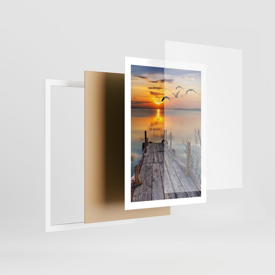 Plakat w ramie 50x70 - Magia zachodu słońca - zachód, słońca - rama biała