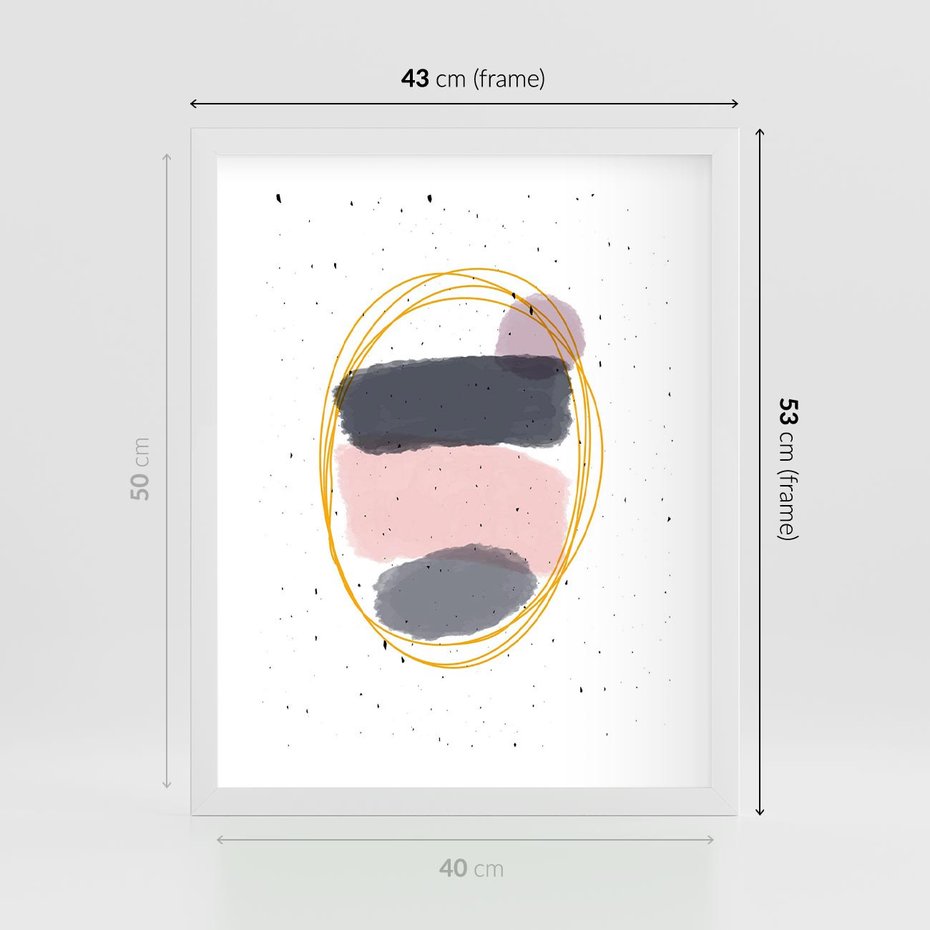 Plakat w ramie 40x50 - Migocące Odbicia - abstrakcyjna kompozycja, jak ręcznie malowana - rama biała