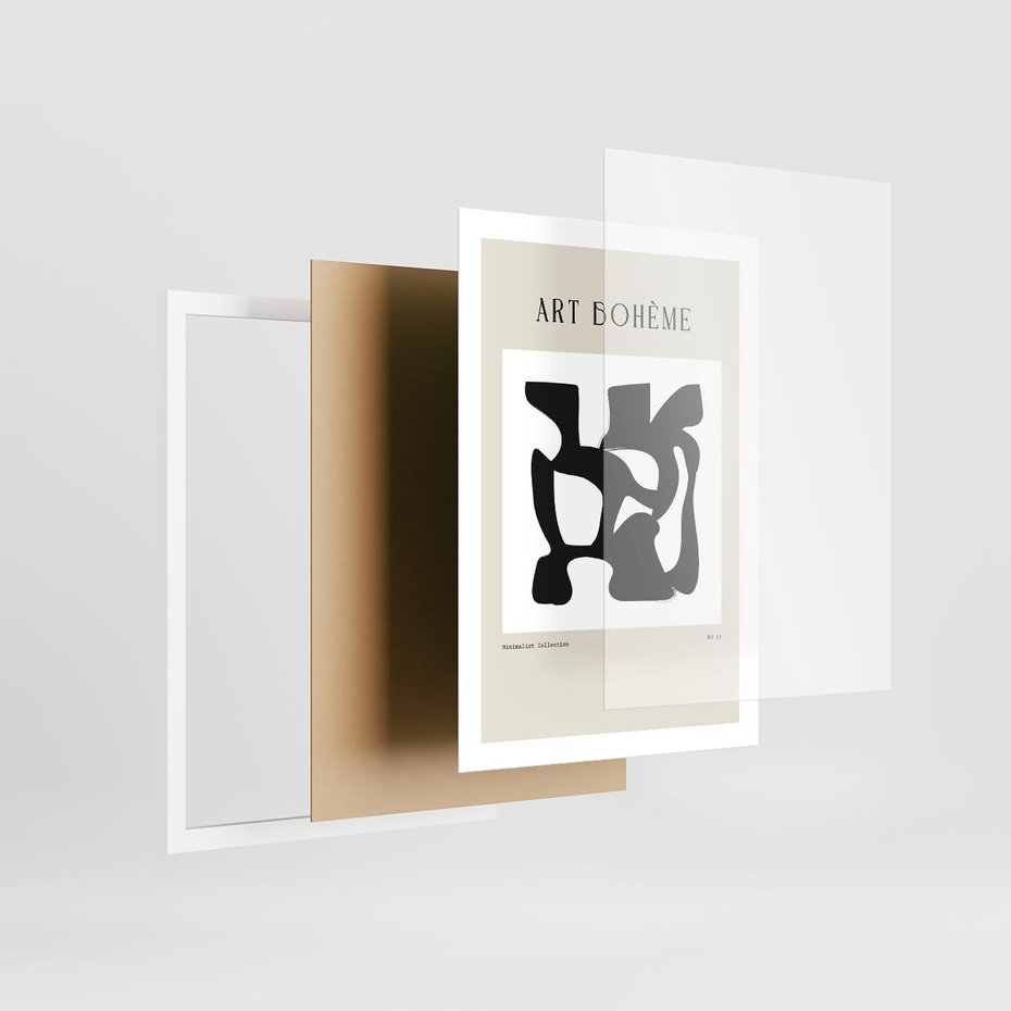 Plakat w ramie 50x70 - Boho Szepty - boho plakat, minimalizm - rama biała