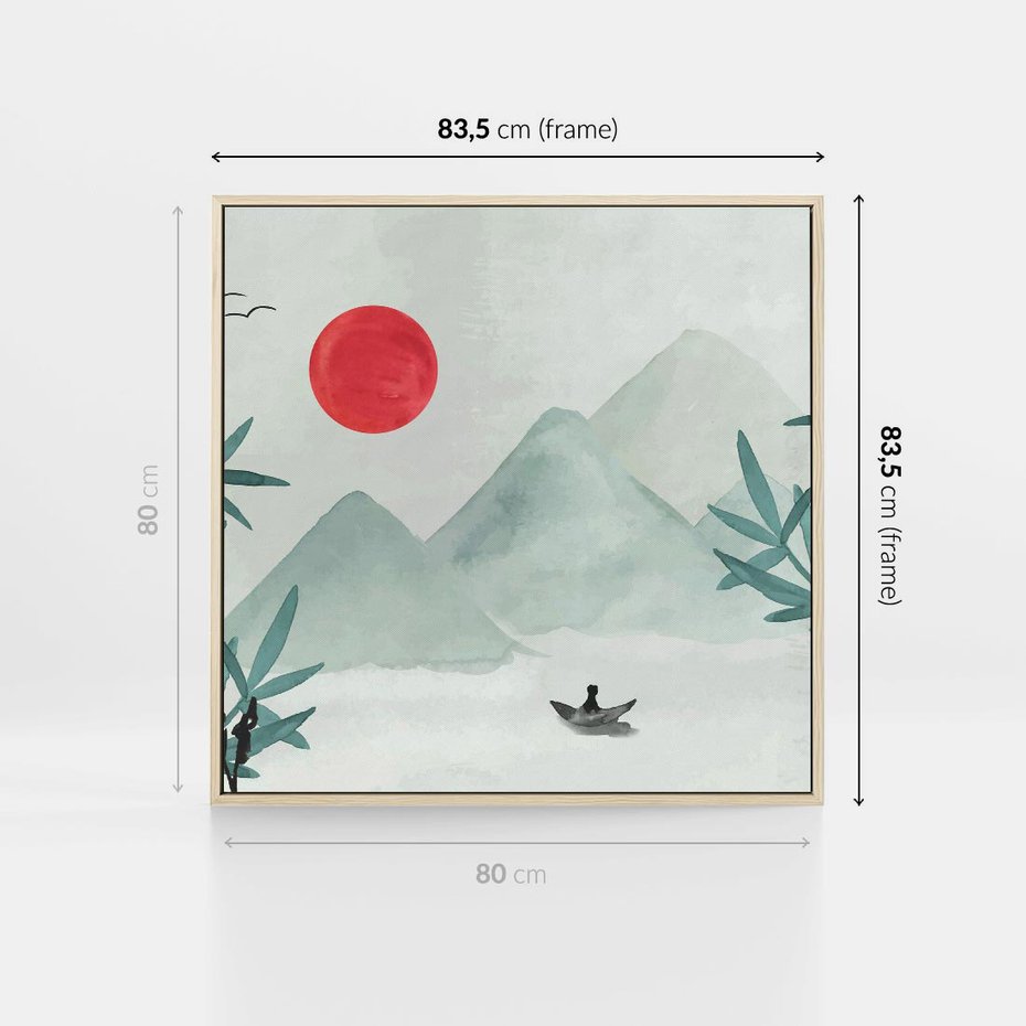 Obraz w ramie 80x80 - Zaklęte Wzgórza - krajobraz, japonia - rama drewno
