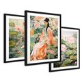 Zestaw obrazy w ramie 50x70 galeria - japonia, orient, kwiaty, japandi - rama czarna