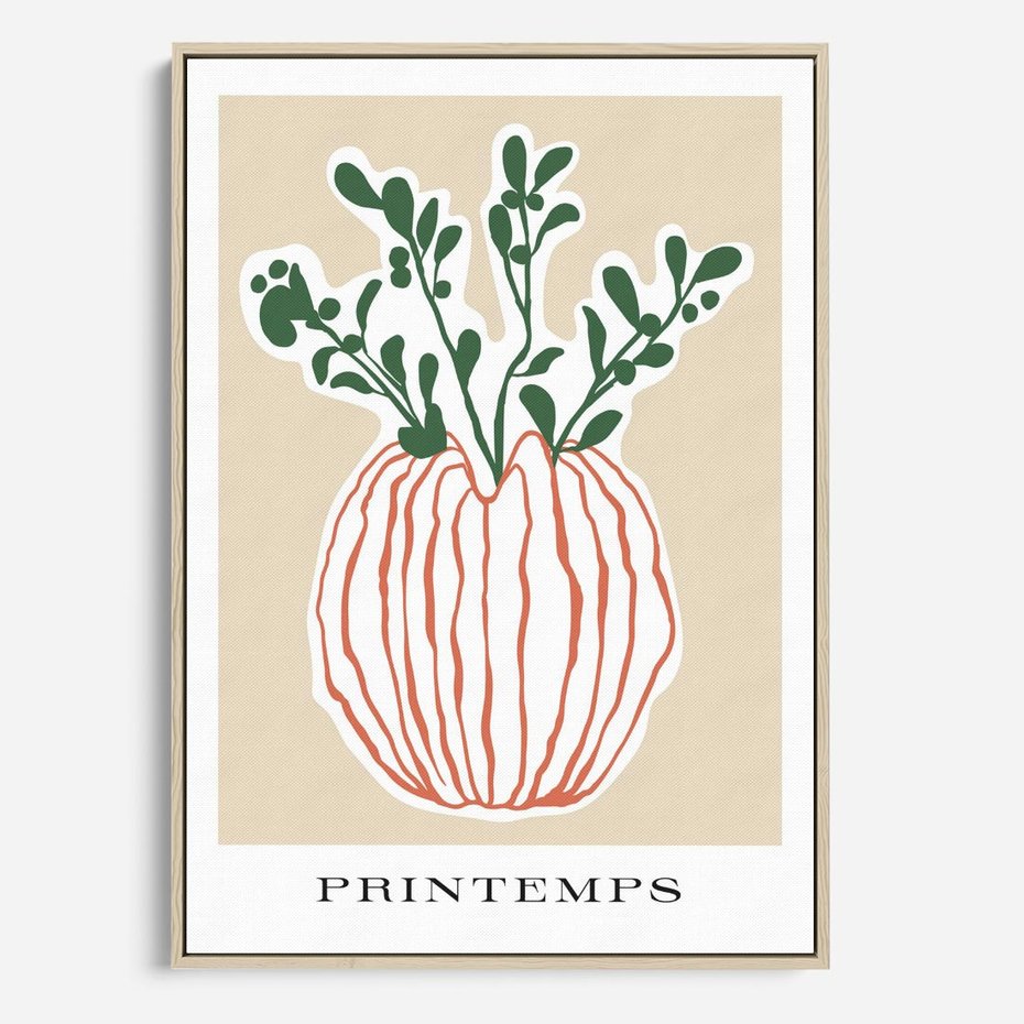 Obraz w ramie 70x100 - Boho Refleksje Natury - gałązki w wazonie, typografia - rama drewno