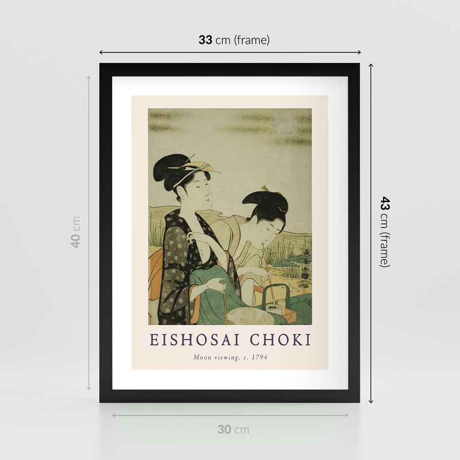 Plakat w ramie 30x40 - Rycina Eishosai Choki - staraa chińska rycina, eishosai choki - rama czarna